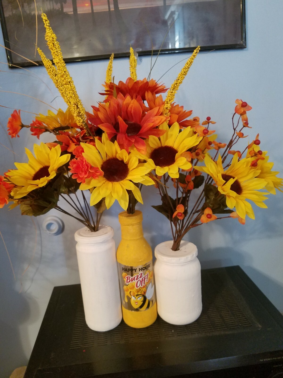 Set of three hand-painted silk floral arrangements decor Please go to my…
