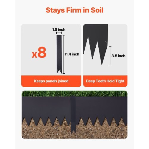 Galvanized Steel Landscape Edging, 6-Pack 40 x 10 Inch Metal Edging for Landscap