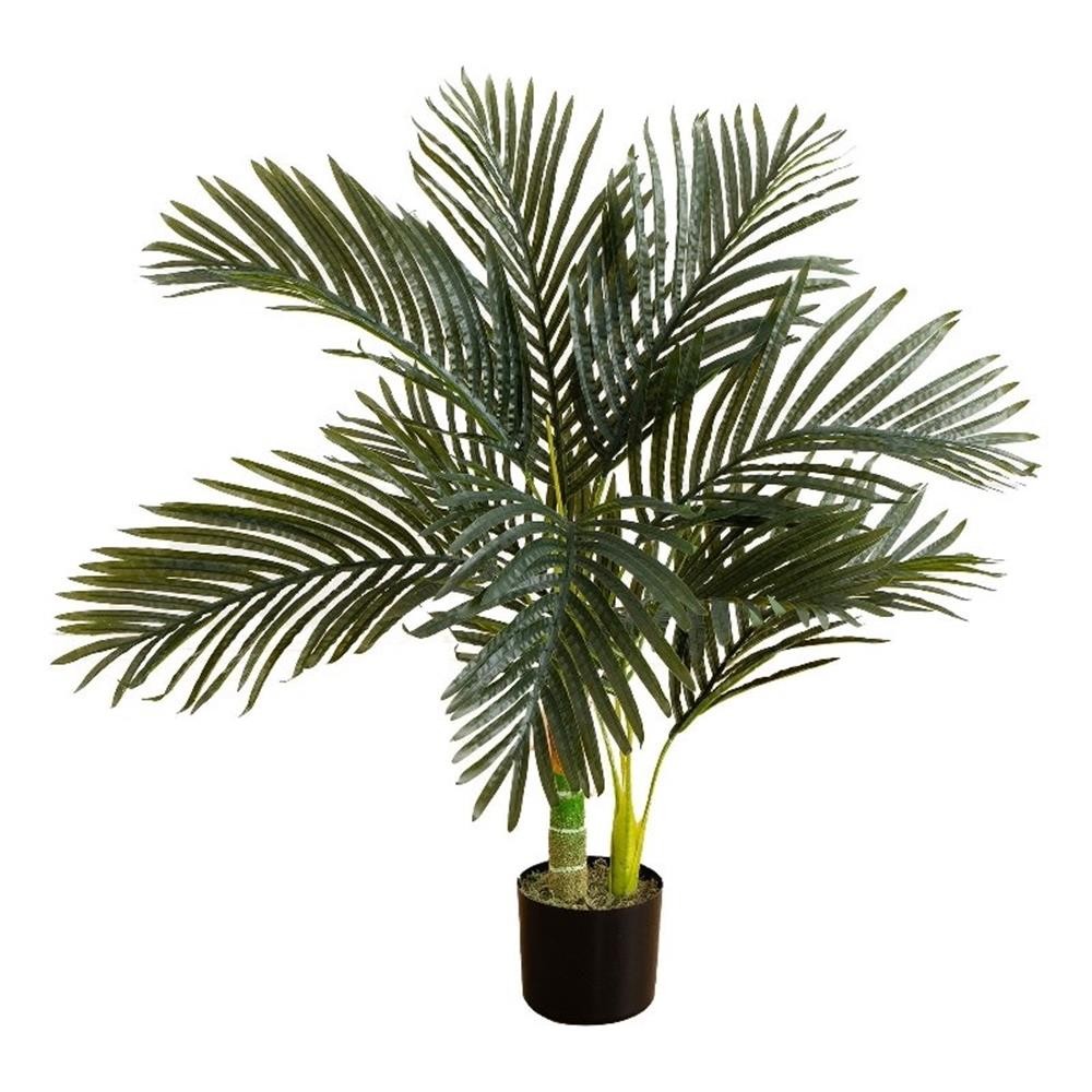 Nearly Natural 3ft Artificial Golden Cane Palm Tree in Green