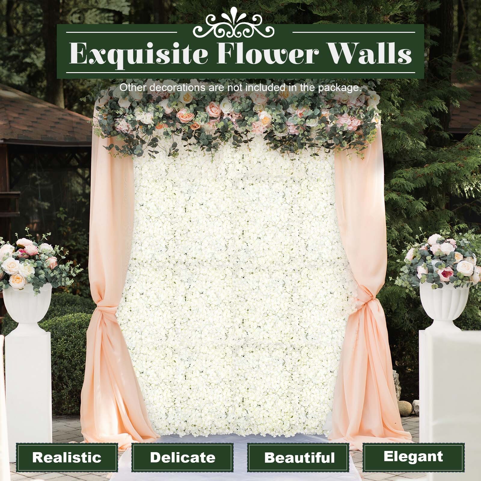 NEW Artificial Flower Wall Panel White 20pcs For Filming Wedding Party Backdrop.