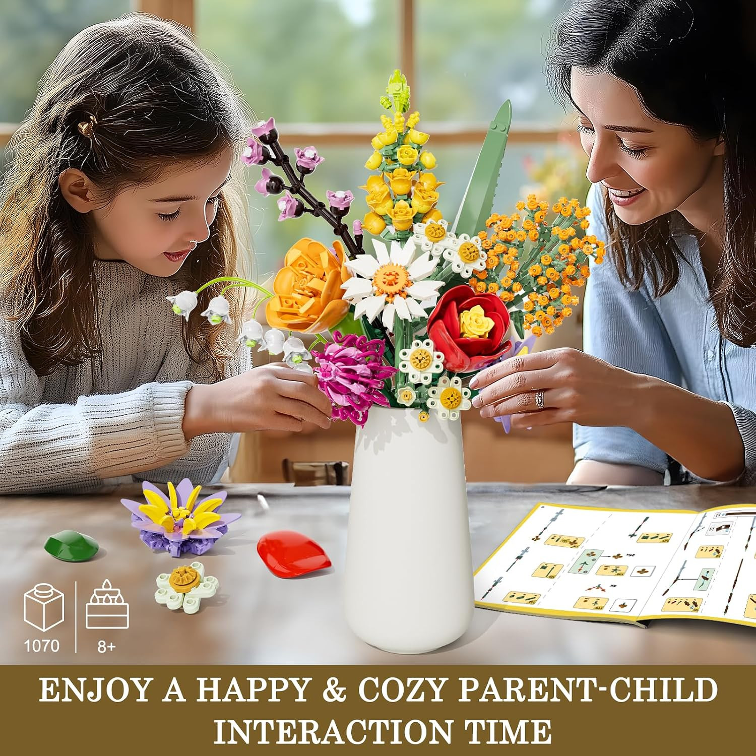 Flowers Bouquet Building Set, 1070PCS Wildflower Botanical Collection