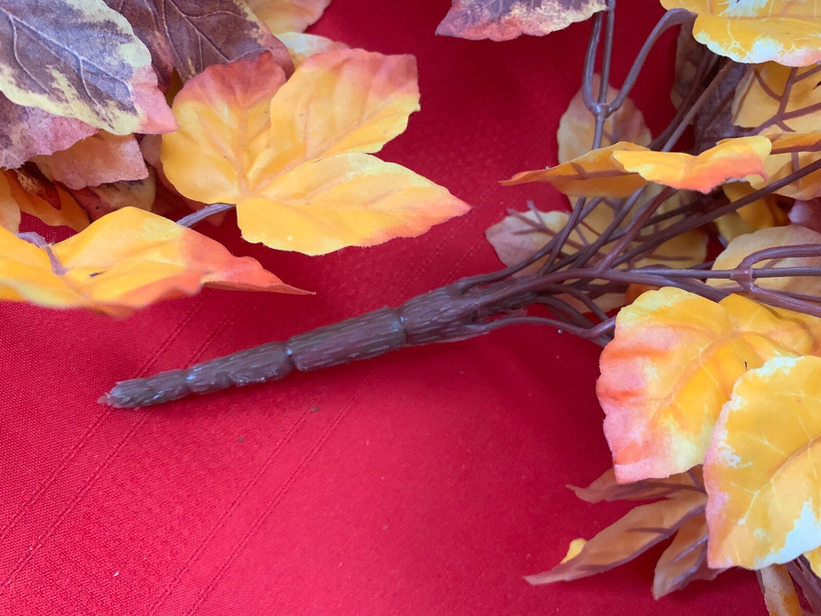 HOME INTERIORS Artificial Fall Red Yellow Brown Leaves Flowers – set of 2