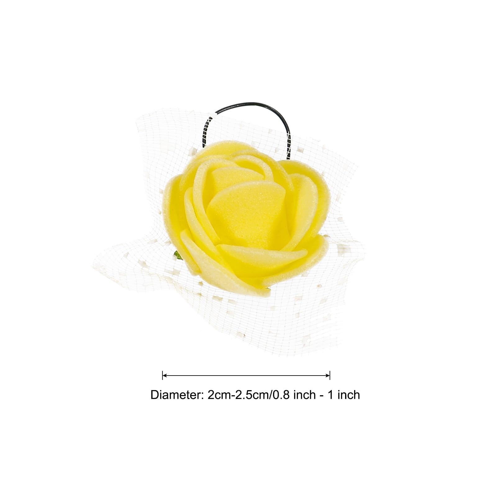 72PCS 0.8-1 Inch Yellow Mini Artificial Rose Flower Heads for DIY Craft Wedding