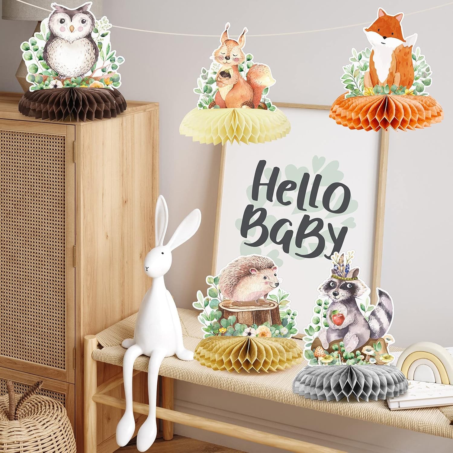 Centros Mesa Animales Bosque 9pcs Decoracion Baby Shower Safari