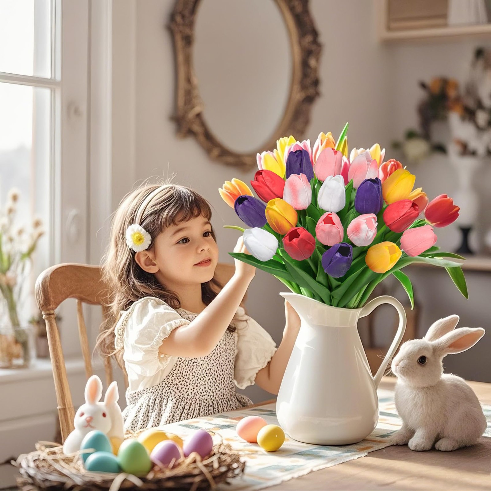 30 Pcs Multicolor Artificial Tulips Flowers for Decoration Real Touch PU Faux