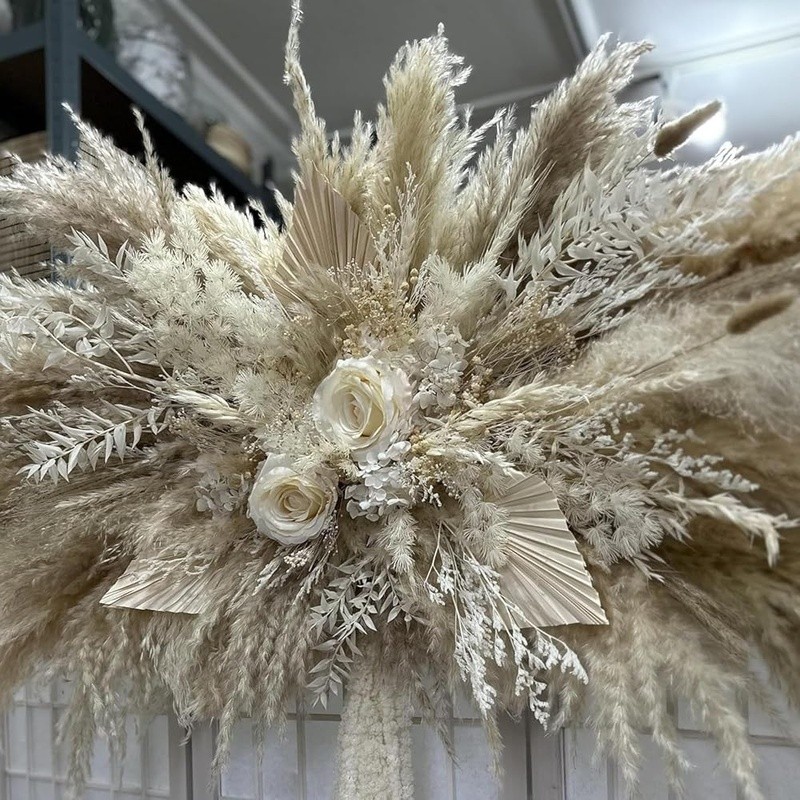 DIY Floral Arrangement Kit Dried Grass Roses Hydrangeas Home Wedding Decor New