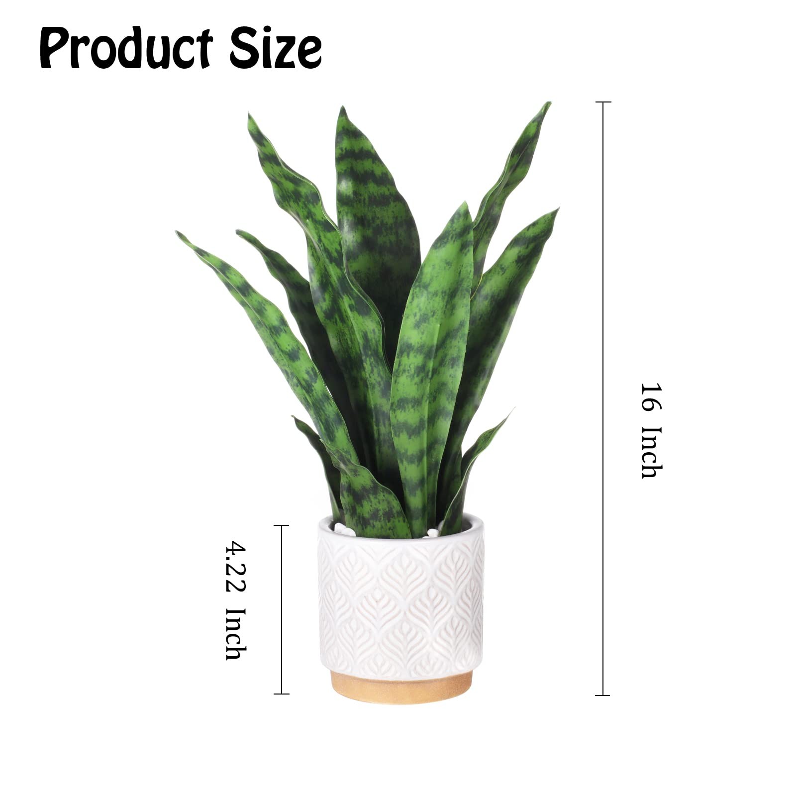 DUZYXI Artificial Sansevieria Plants 16″ with Ceramic Pot