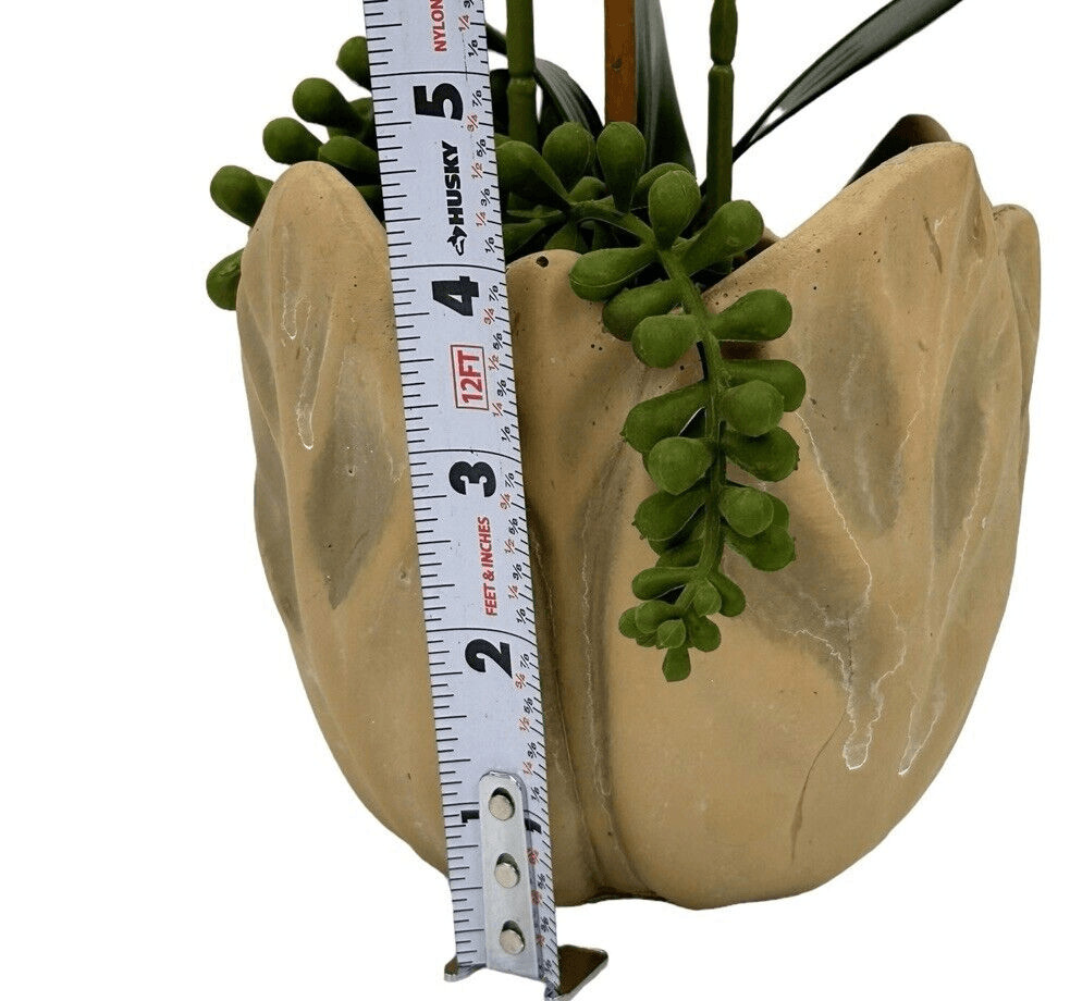 New Faux White 15 Inch Orchid In Ceramic Pot With Artificial Greenery