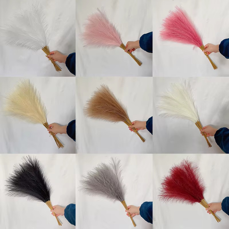 9pcs Fluffy Artificial Pampas Grass Silk Fake Flower Plants Reed Home Decor NEW