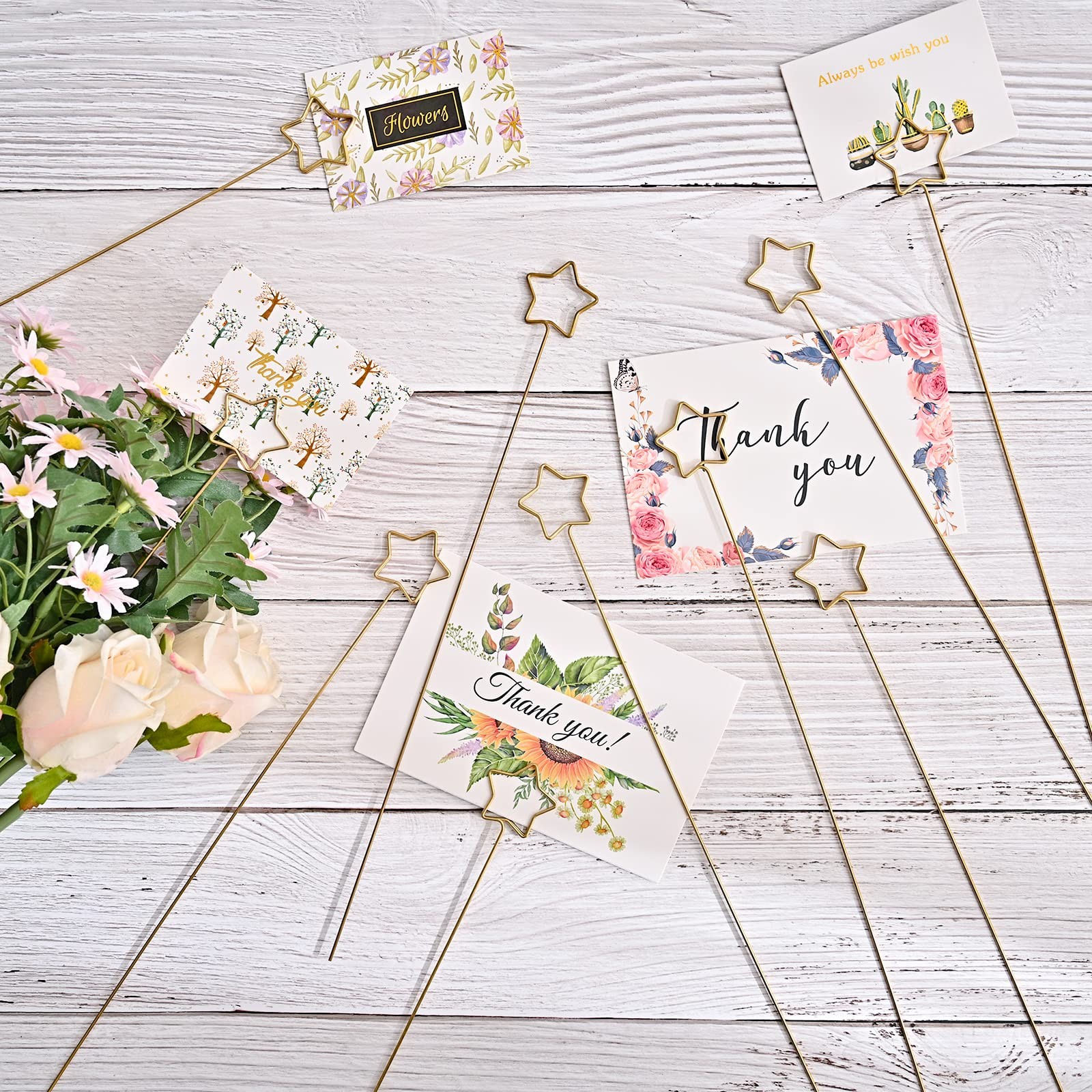 30pcs Metal Floral Place Card Holder,Heart Round Star Shape Photo Memo Table …