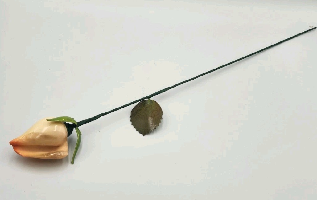 Seashell Hand Painted Long Stem Rose Buds Set of 6