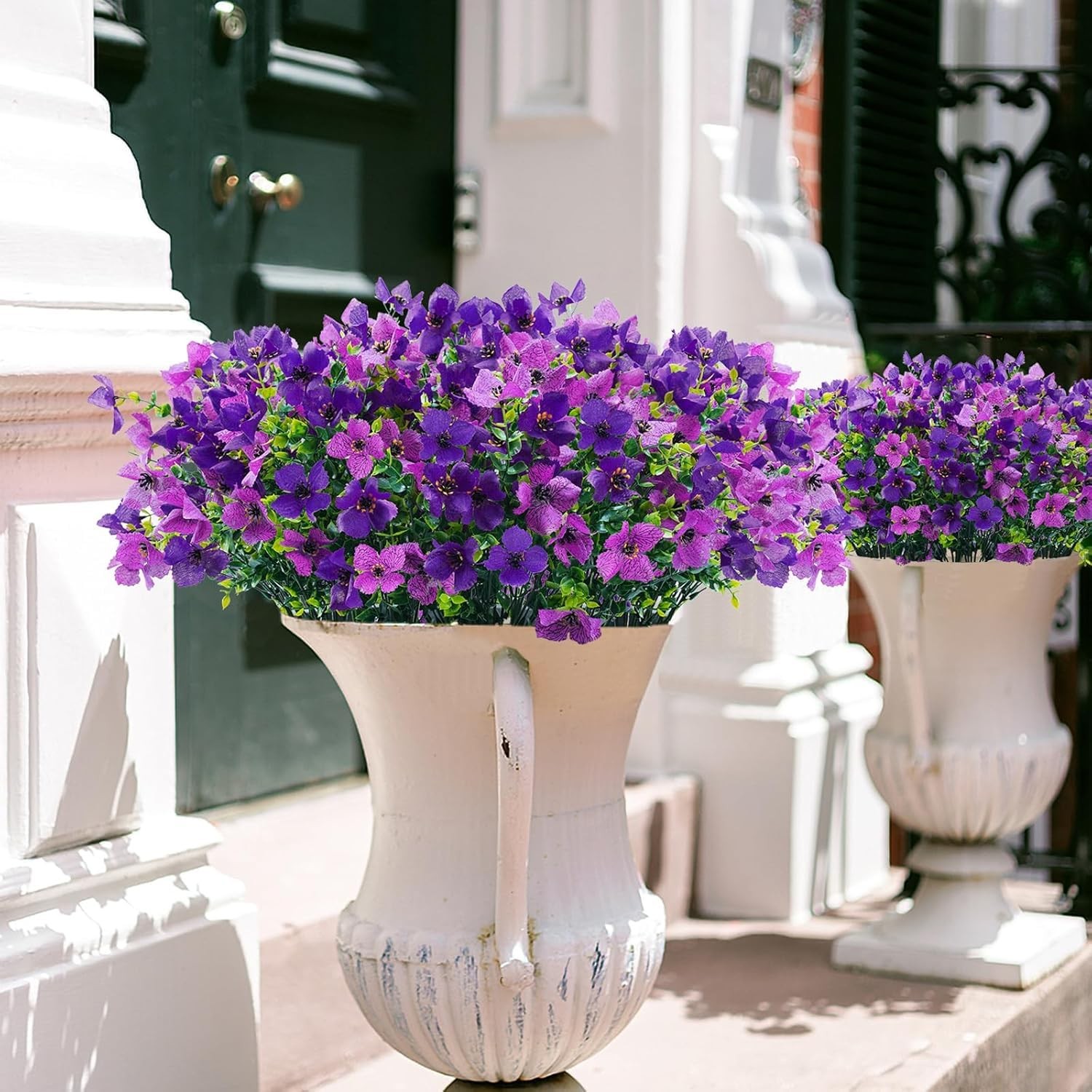 INXUGAO Artificial Faux Plants Flowers Outdoor Spring Summer Decoration, 12 B…