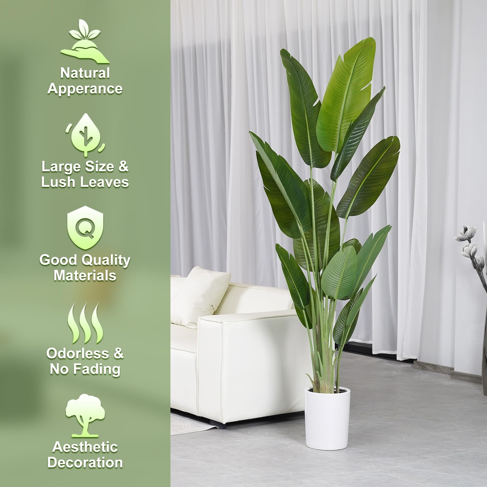 Artificial Tree 6.6Ft Silk Bird of Paradise Large Big Fake Potted Plants Tall…