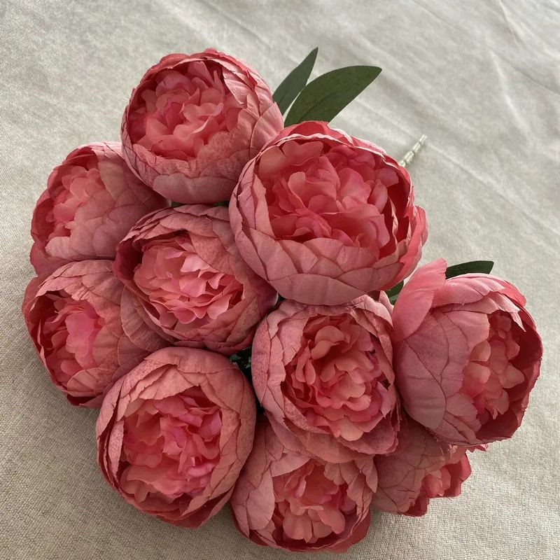 10 Heads Silk Peony Artificial Flowers Bouquet | Large Peonies Valentines Decors