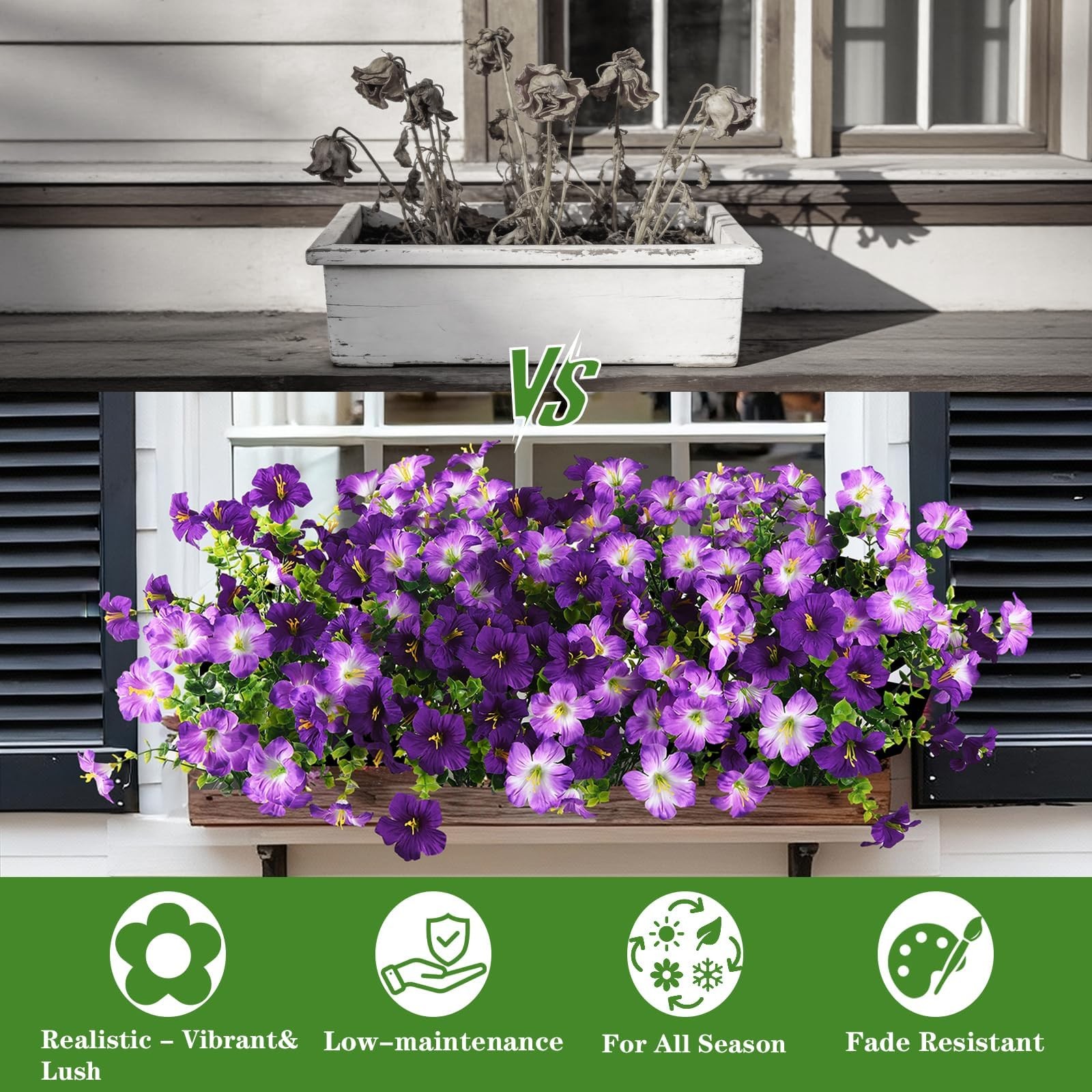 Artificial Flowers for Outdoors Fake Plants Spring Summer Decoration, 12 Bund…