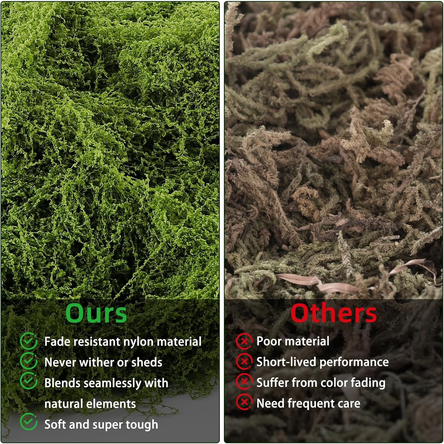 Artificial Moss for Crafts, 5.3OZ Fake Green Moss for Potted Plants, Faux Moss D