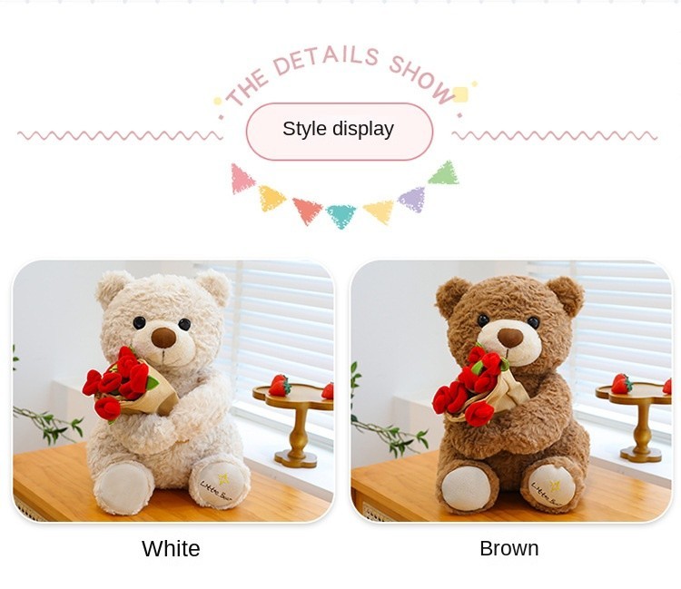 Cute Teddy Bear Plush Stuffed Holding Bouquet Removable transforms into a Hat