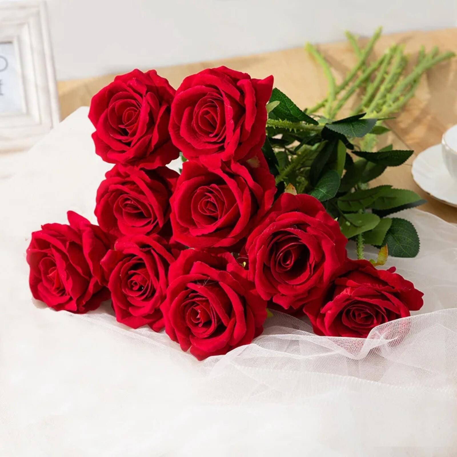 20× Red Roses Artificial Flowers Realistic Bouquet Home Decor Valentine Gifts US