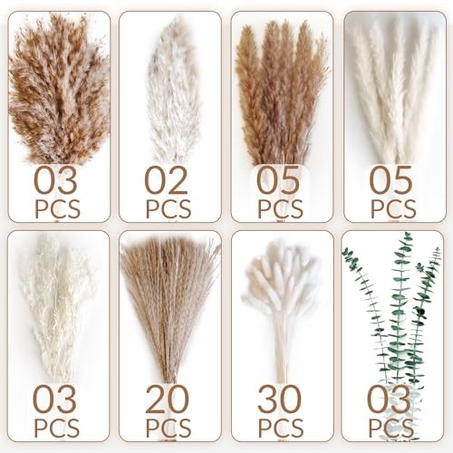 Dried Flower Bouquet – Pampas Grass, Bunny Tails, Olive Green Eucalyptus & A