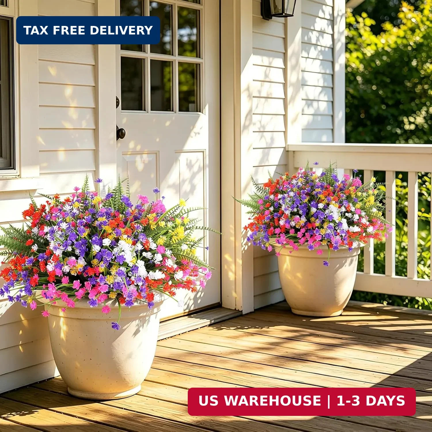 24 Bundles Artificial Outdoor Flowers, UV Resistant Faux Flowers for Outdoor Pla