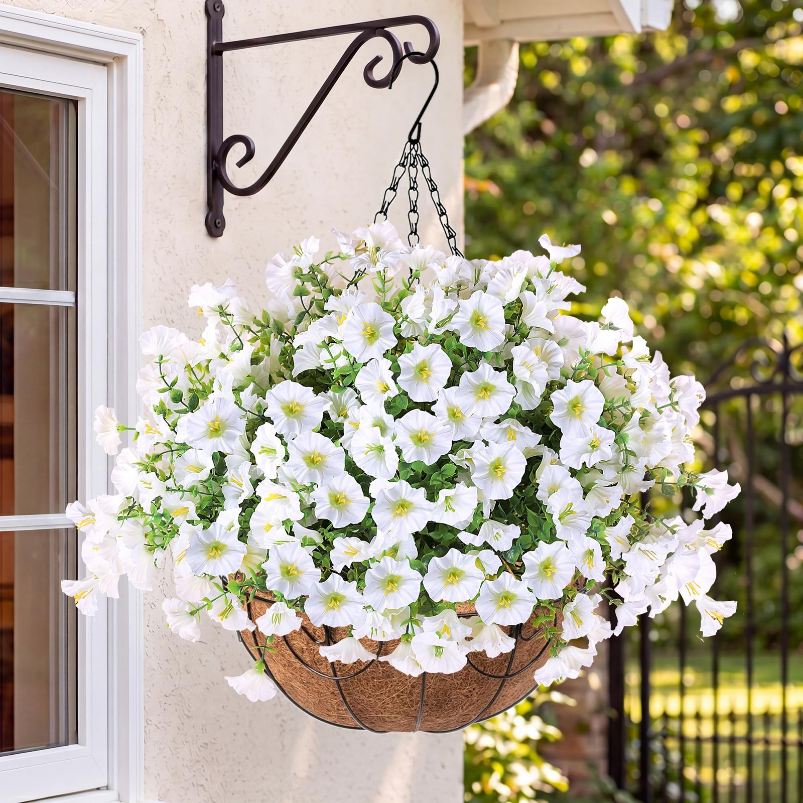 Sggvecsy Artificial Flowers for Outdoors with Baskets Hanging Plant Faux Flow…