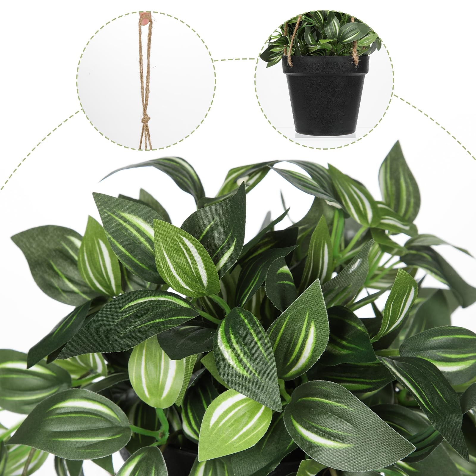 Briful Artificial Hanging Plants in Black Pot 17.7″ Lifelike Trailing Faux Wa…