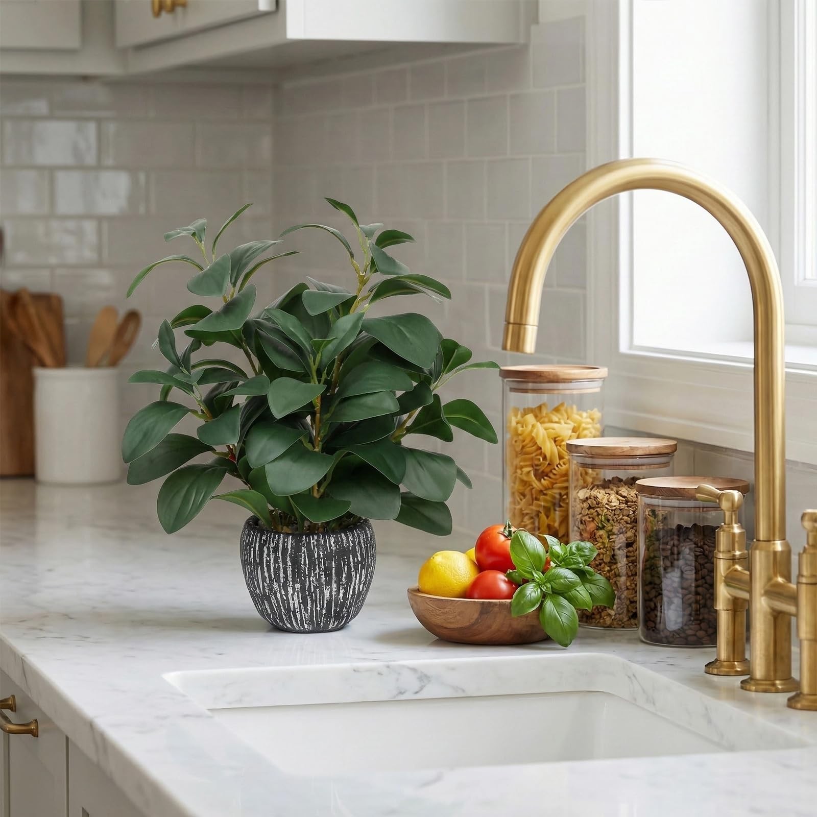 Artificial Plants for Home Decor – 13.2 Inch Fake 4in,