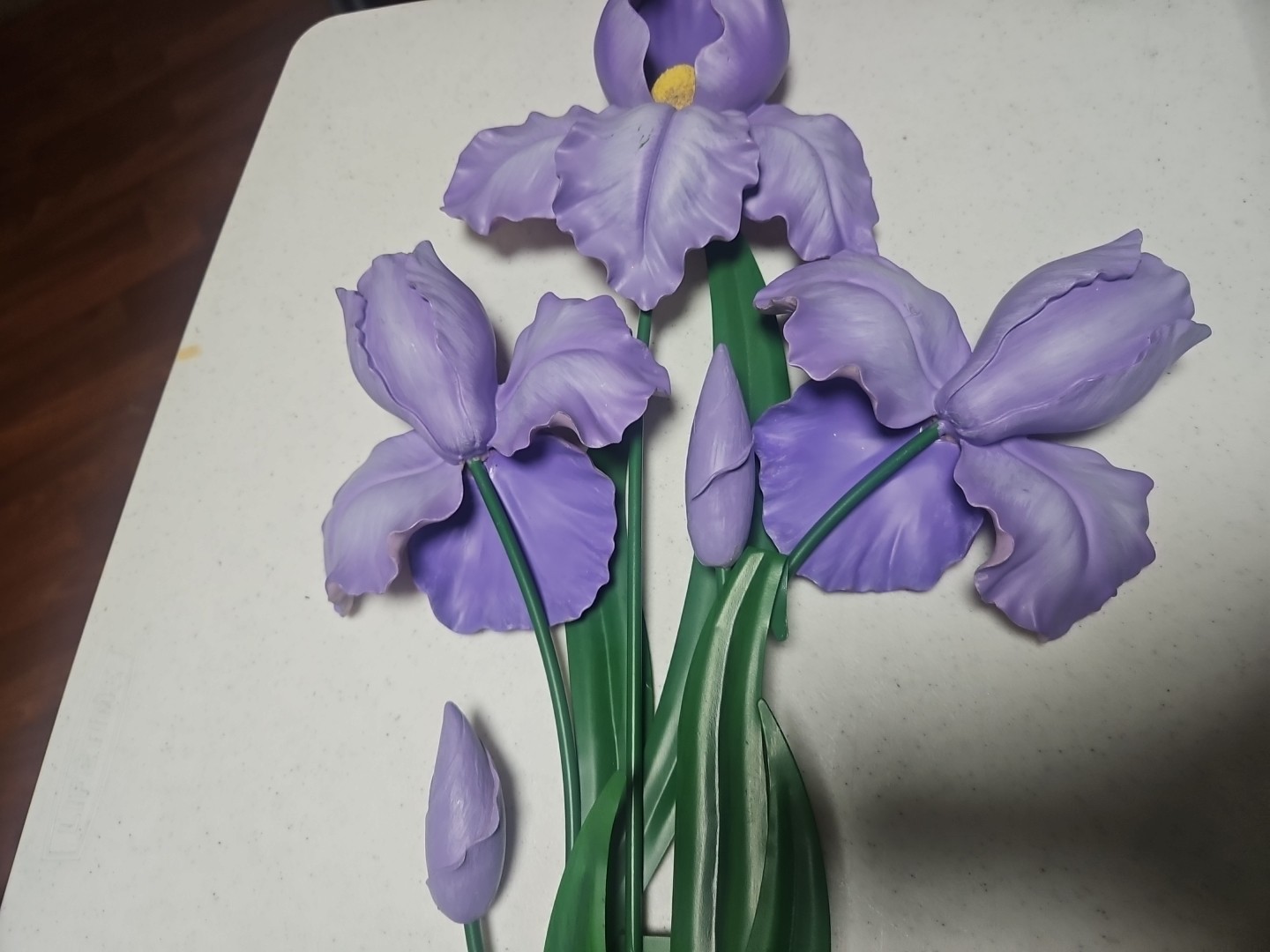 Purple Iris, 29″L× 13″W, WMG , Wall Decor, Ceramic/Resin Flowers & Metal Stem