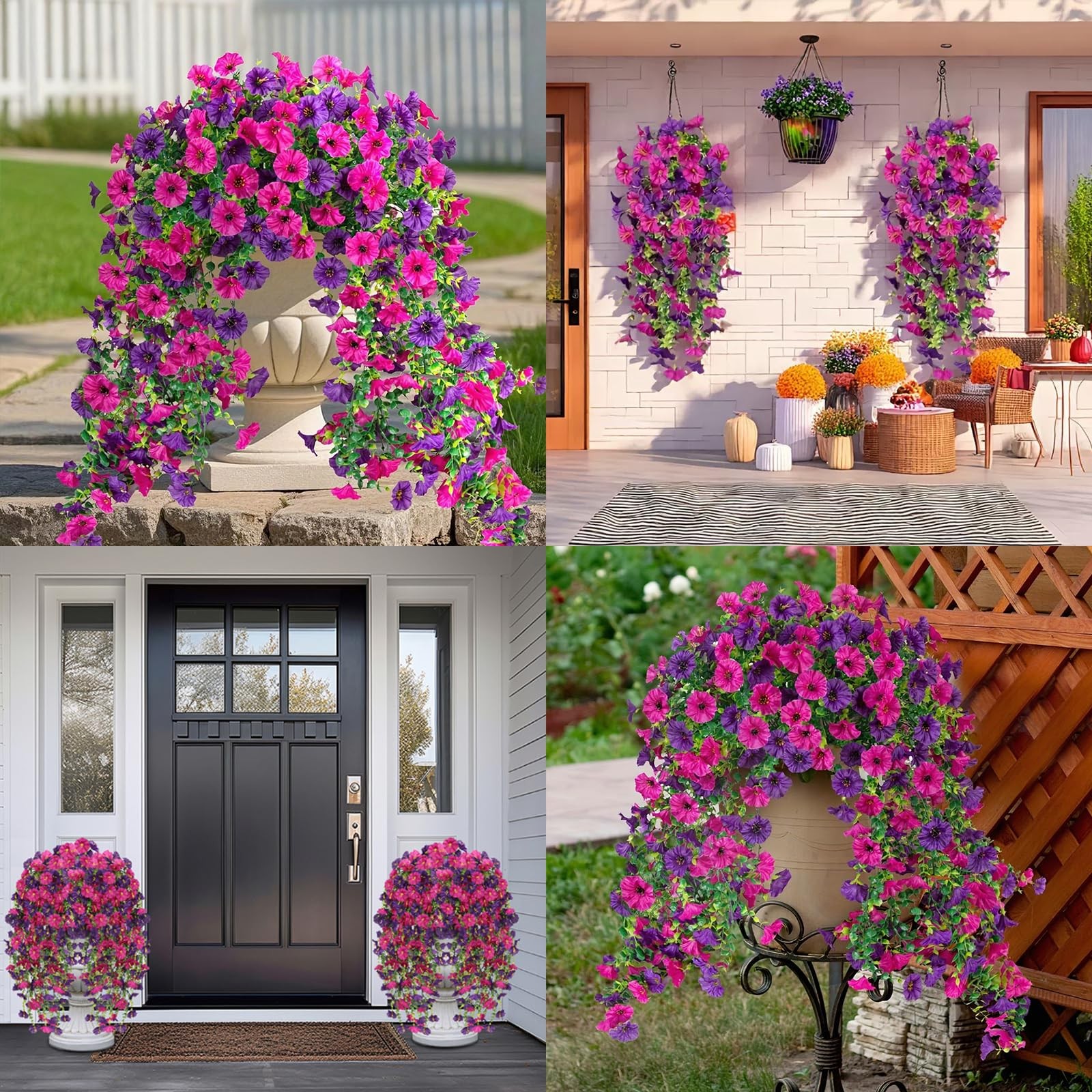 Fake Flowers for Outside,uv Resistant Artificial Outdoor Flowers, 1 Pack Fake…