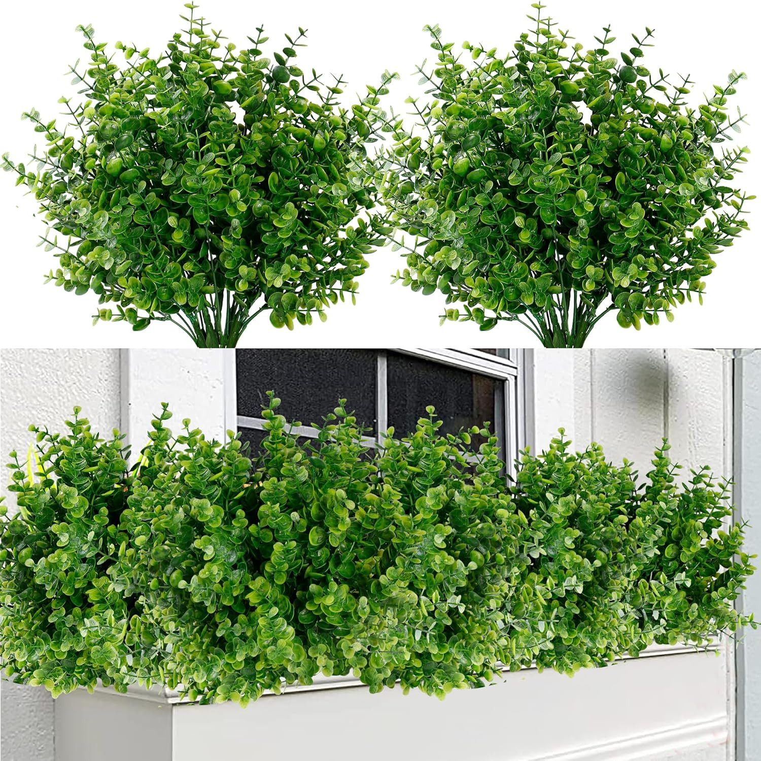 Artificial Flowers for Outdoors 12 Bundles UV Resistant Boxwood Shrubs Artificia