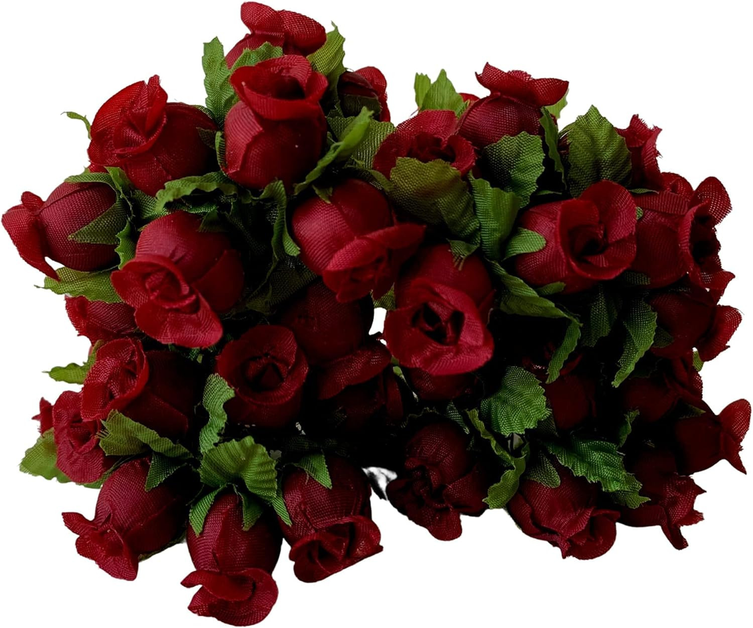 Burgundy Artificial Silk Flower Roses – 12 Mini Bouquets of 12 Rosebuds, 144 Ros