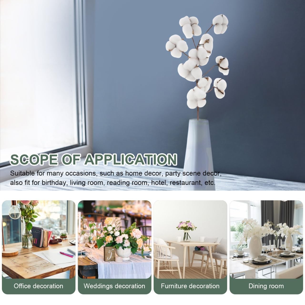 10pcs Faux Dried Cotton Stems – Natural Dried Cotton Flowers Plants for Vase …