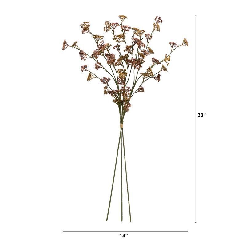 Artificial Dried Rice Stems Fall Decor Bundle 3 Pcs Arrangements Rust Resistant