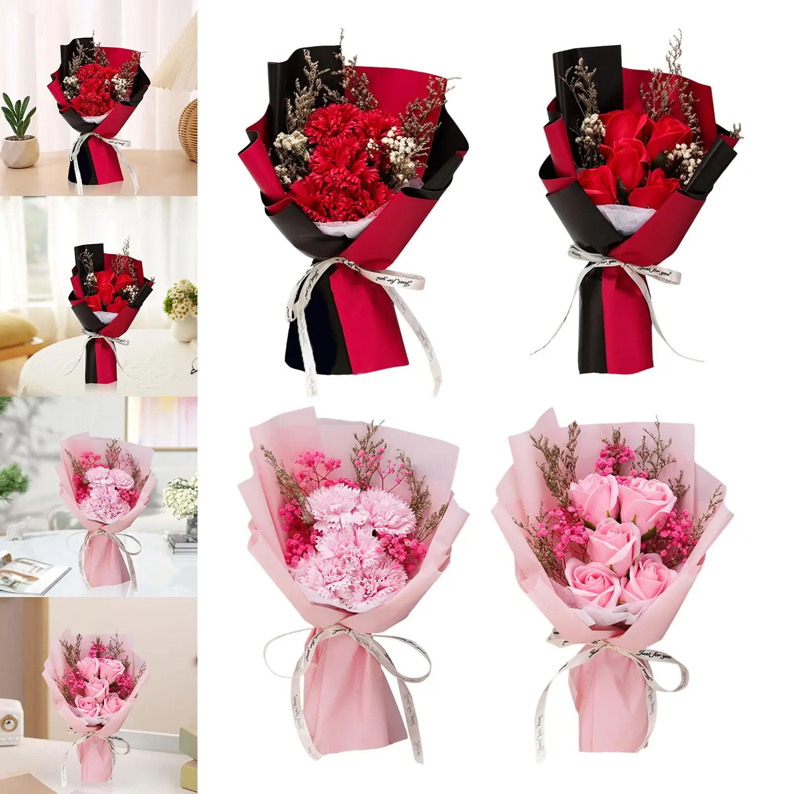 Scented Soap Flower Bouquet Soft Touch Realistic 30X18Cm Handmade Anniversary