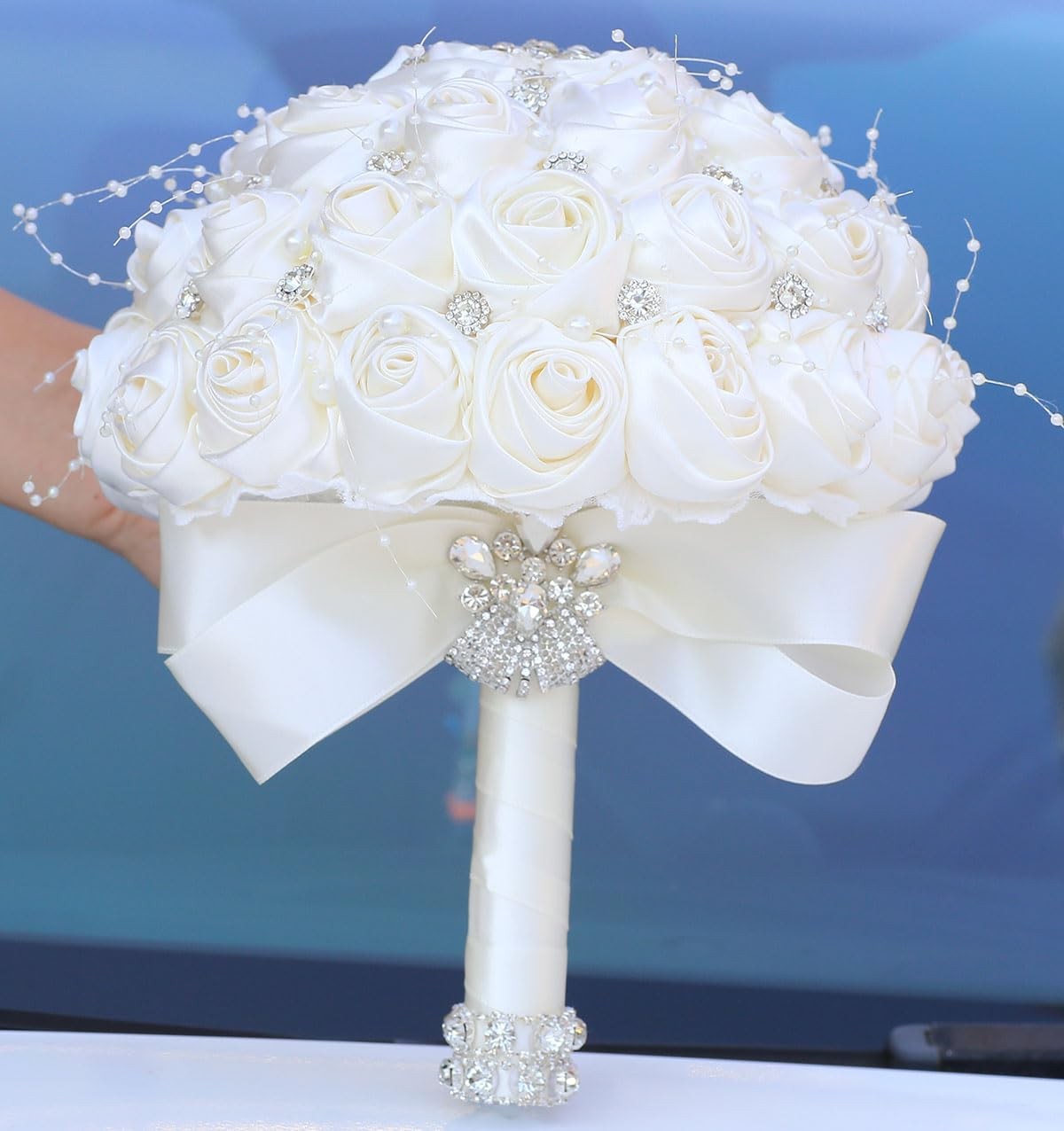 Bridal Wedding Bouquet Round Bling Brooch Bouquet Throw Toss Artificial Rose …