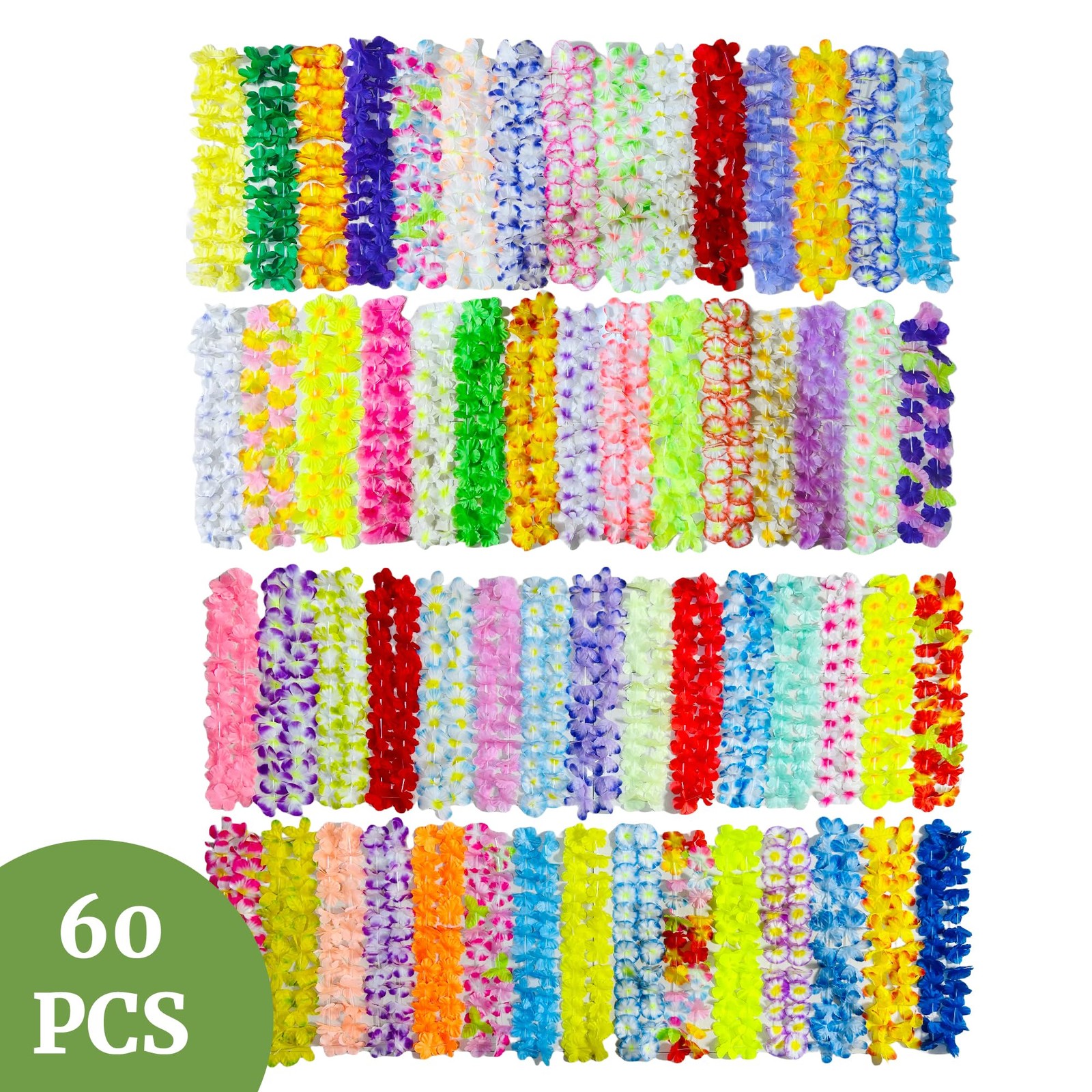 Hawaiian Leis Bulk Luau Party Birthday Decoration Flower Necklace 60 PCS