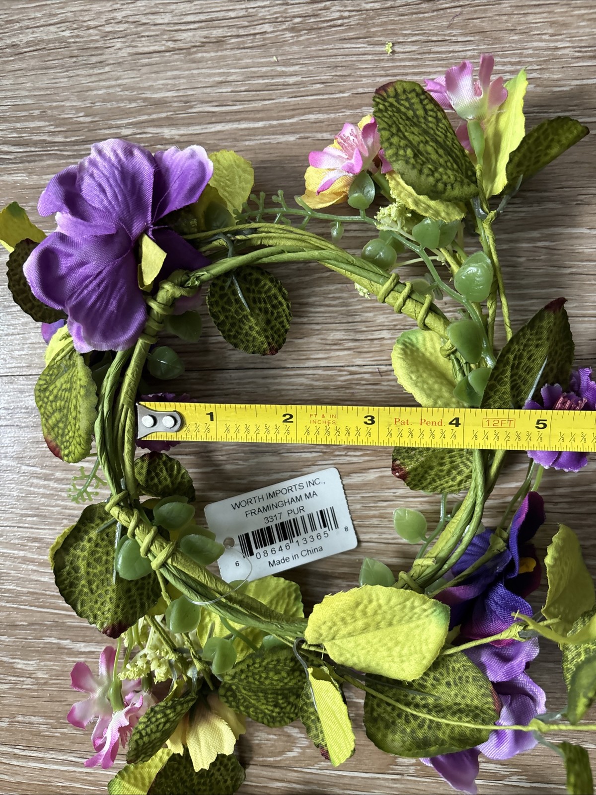 Set of 2 faux floral candle wreath/rings. Green/purple/pink/yellow, 4” ring