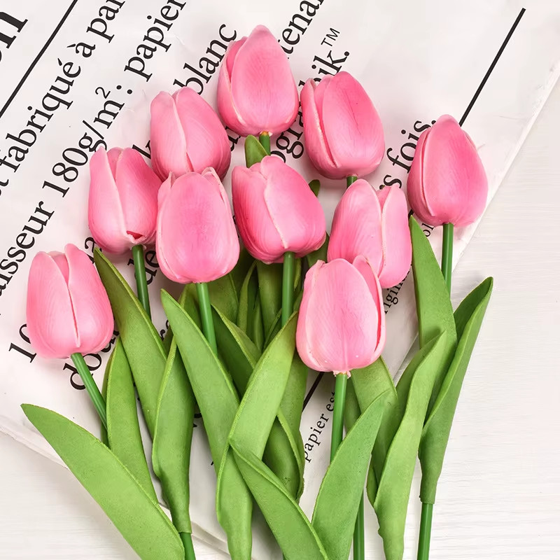 10PCS Tulip Artificial Flower Real Touch Artificial Bouquet PE Fake Flower for W