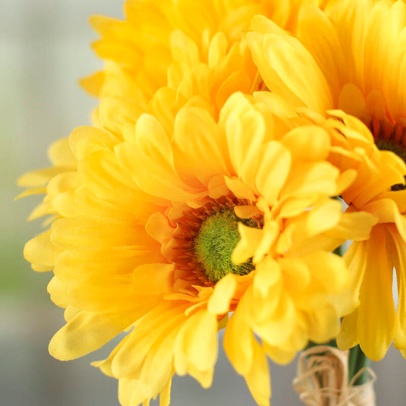 Set of 2 Sunshine Yellow Artificial Gerbera Daisy 11-1/4″ Floral Bundles