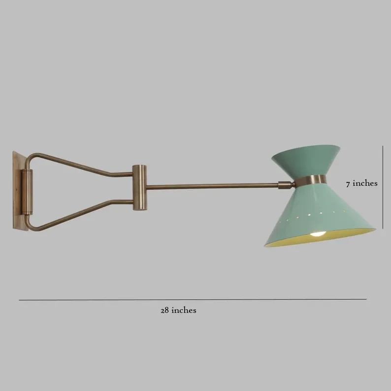 Handmade Single Light Articulated Brass Sconce Mid Century Style Brass Wall Lamp