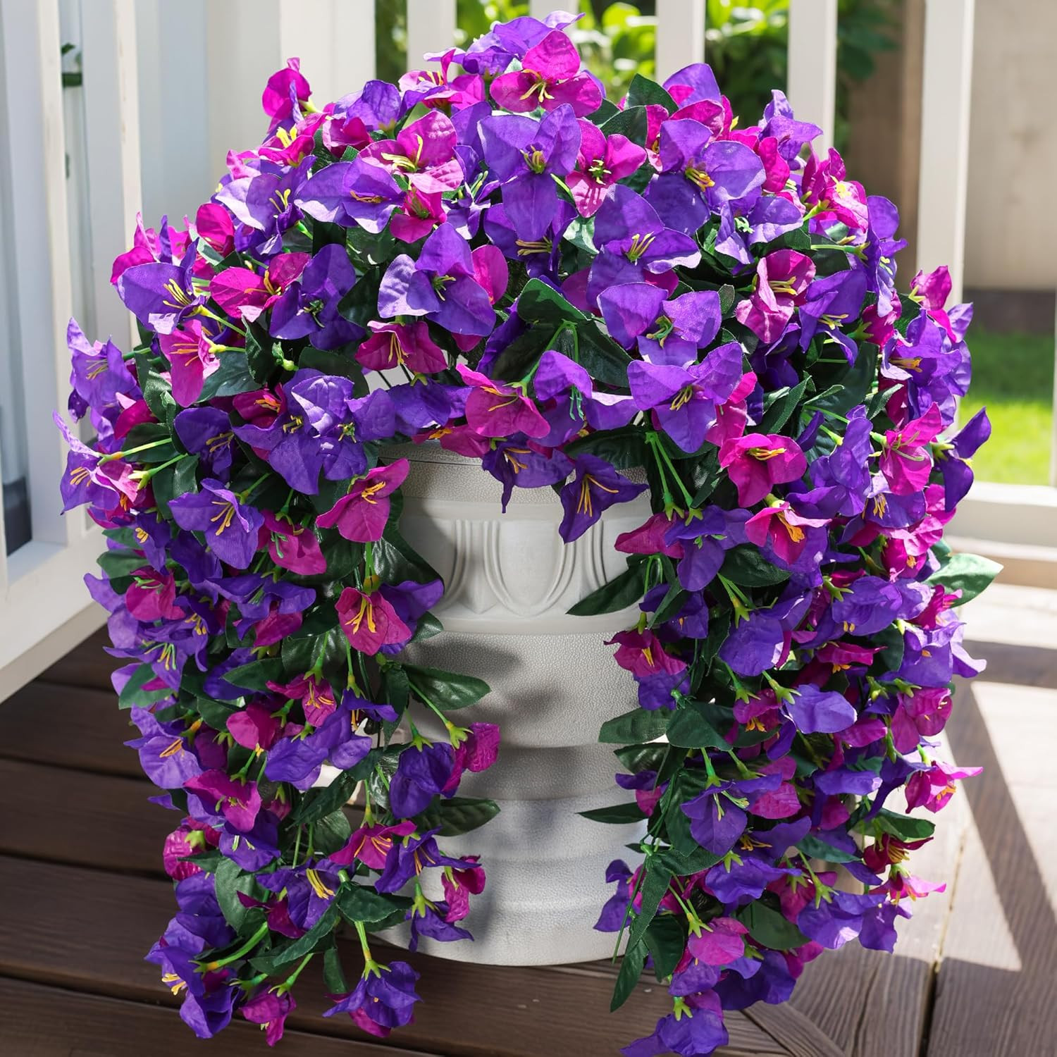 Faux Bougainvillea Artificial Flowers Plants for Outdoors outside Decor, 2Pcs Fa