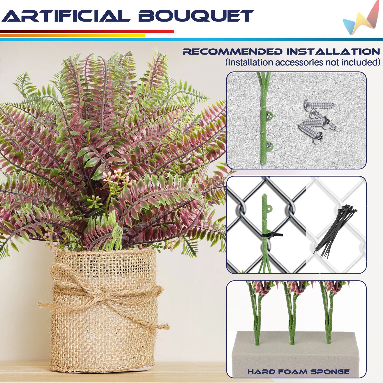 Artificial Flowers Bushes Faux Greenery for Outdoor Wedding Home Party Decor