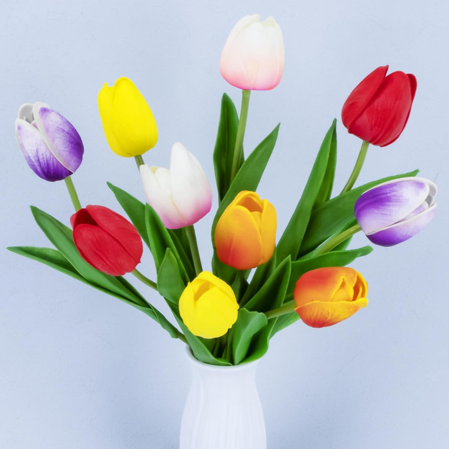 Real Touch Artificial Tulips Faux Flower Bouquet Wedding Spring Decor