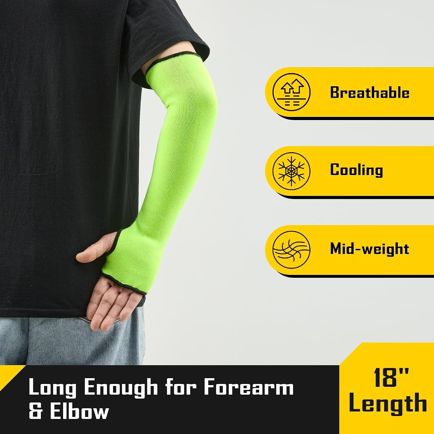 3 Pairs 14/18in A4 Cut Resistant Sleeves with Thumb Hole, UV Sun Protection A…