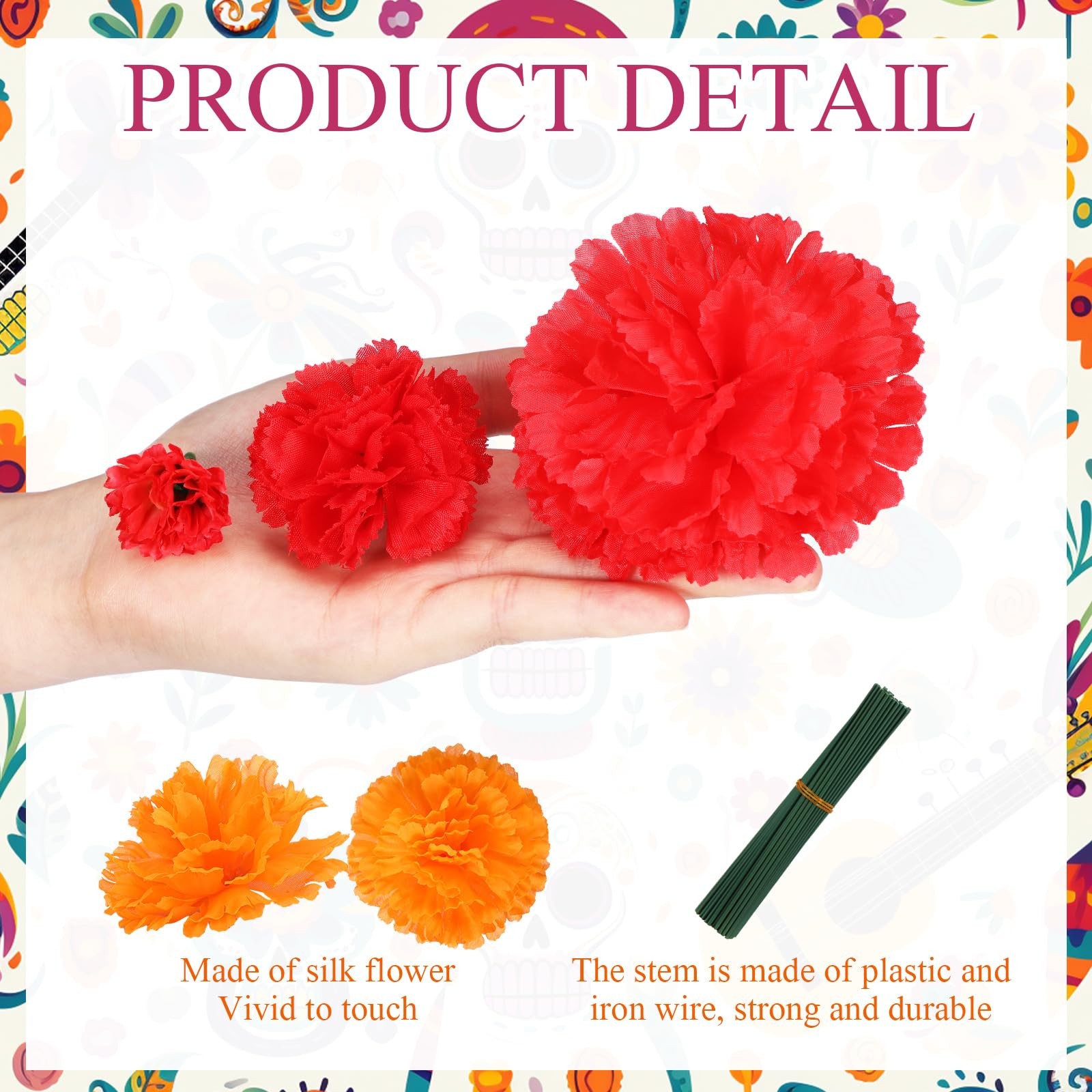 72 Pcs Mexican Marigold Flower Bulk, Artificial Fiesta Party Decorations, Sil…