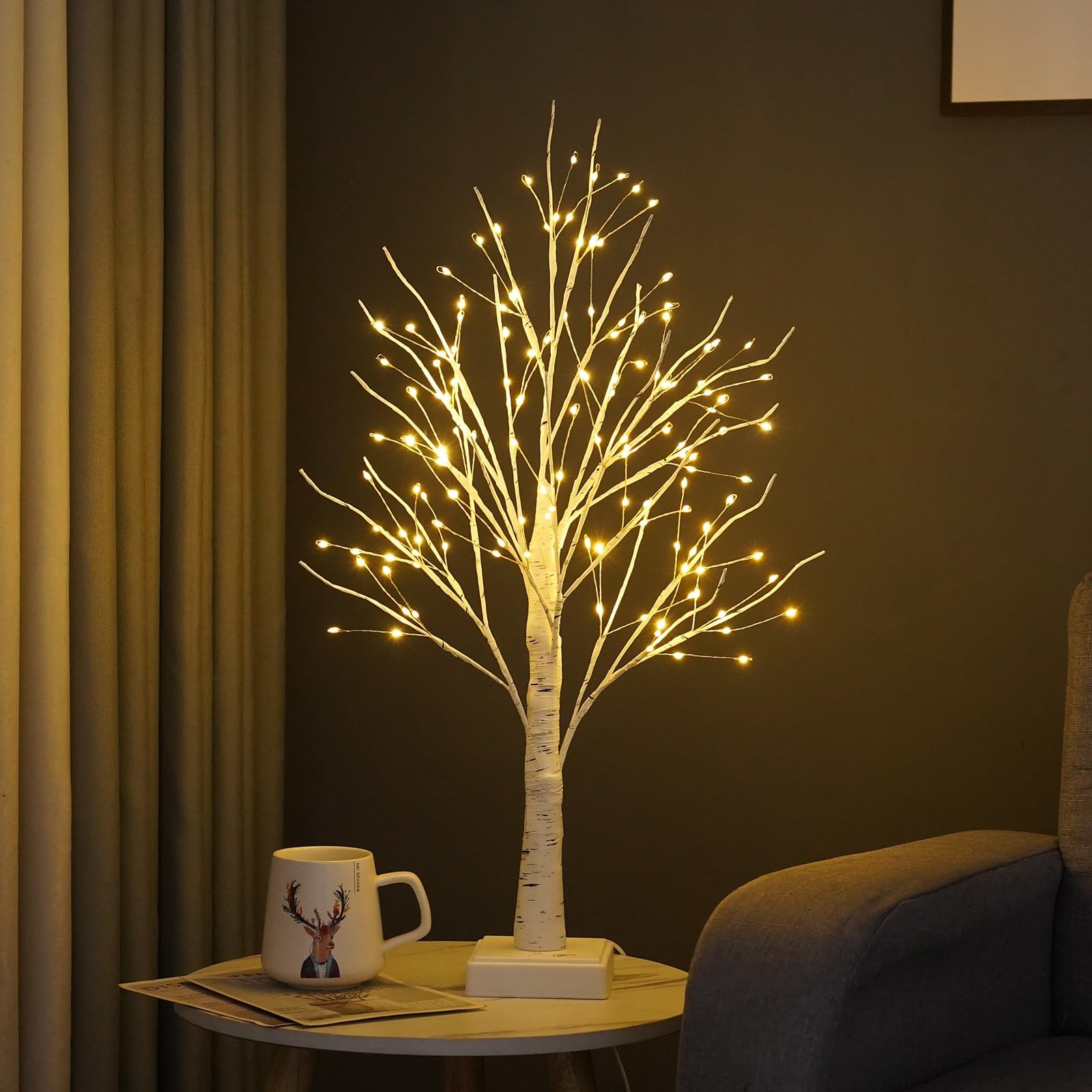 144 LED Birch Tree Lights with Remote Control, DIY Artificial Tree Lamp with …