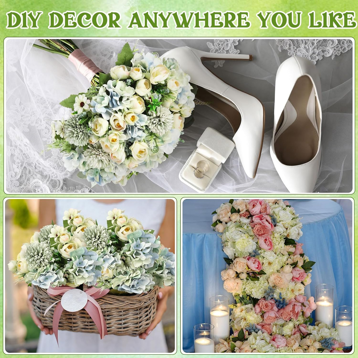 Elegant Peonies & Roses Silk Floral Bouquet for Wedding & Home Decor (12 Bundles