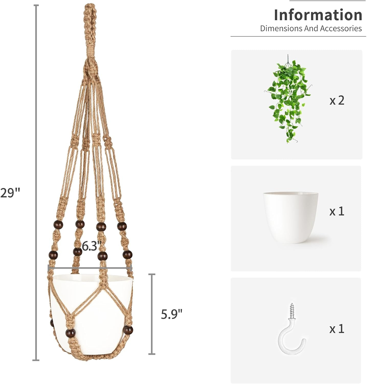 Fake Hanging Plant with Pot, Artificial Plants for Home Spring Decor Indoor Macr