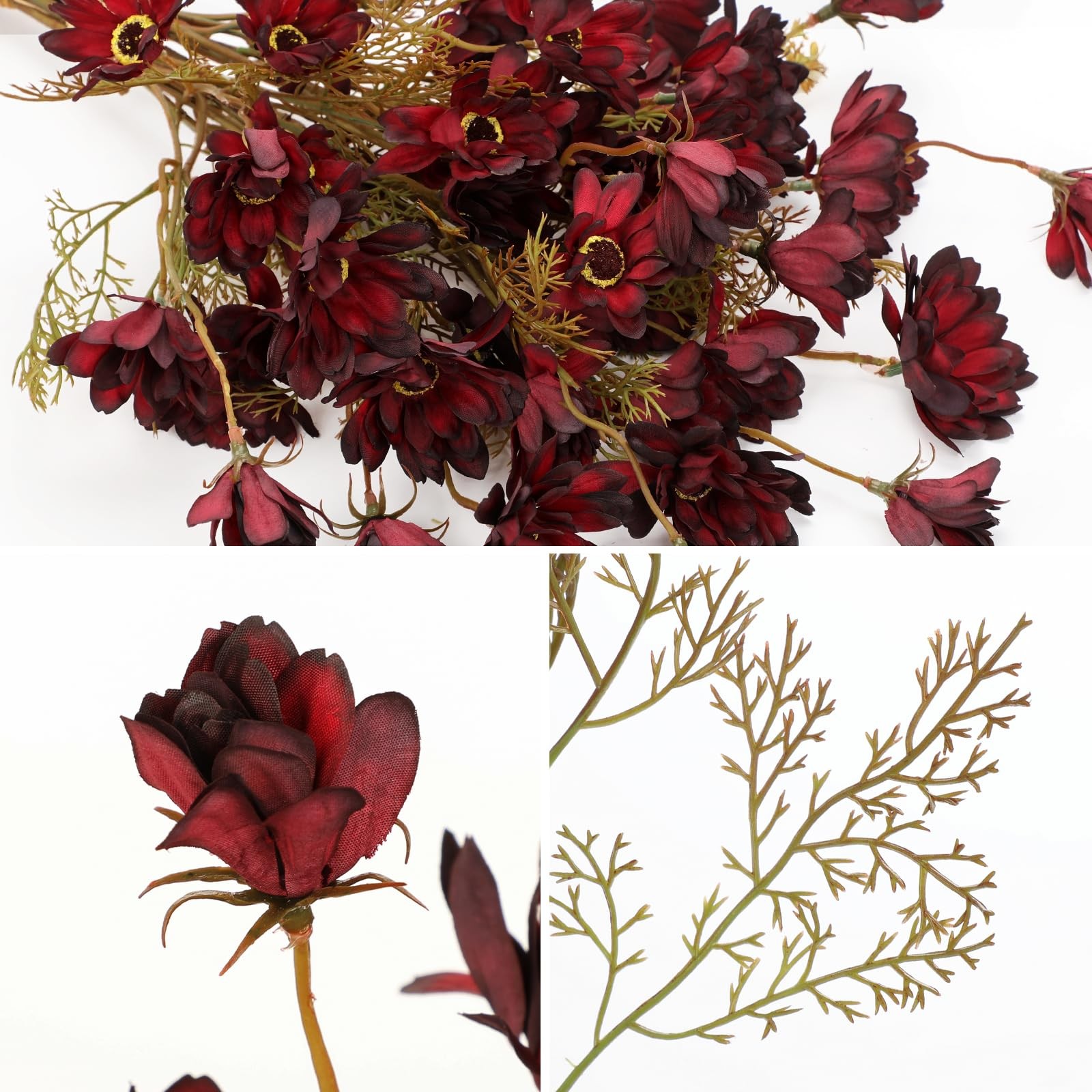 20 Artificial Burgundy Daisy Flowers for Fall Flower Arrangement, 3 Bundles F…