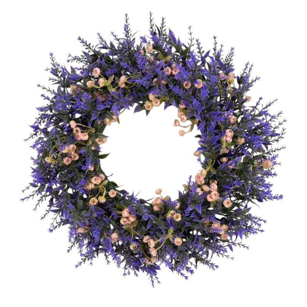 Purple Artificial Lavender Wreath 35cm for Front Door Outdoor Indoor Use